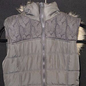 Chocolate Brown Vest with Tan Fur Lined Hood